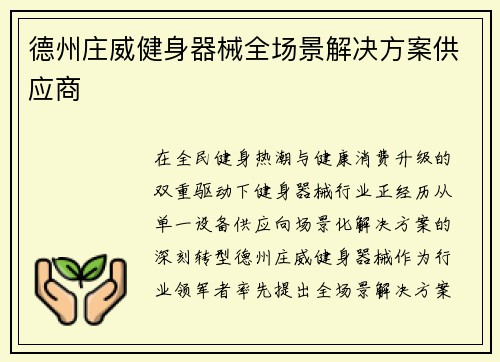 德州庄威健身器械全场景解决方案供应商